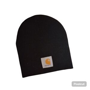 Carhartt Black Knit Beanie with Yellow Patch